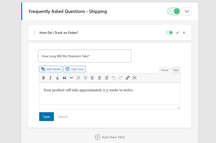 كيفية إظهار وإخفاء النص في منشورات ووردبريس باستخدام تأثير التبديل 24 Heroic FAQs منشئ السحب والإفلات
